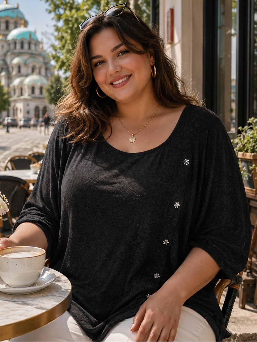 Adrienne Vittadini Charcoal Knit Top
